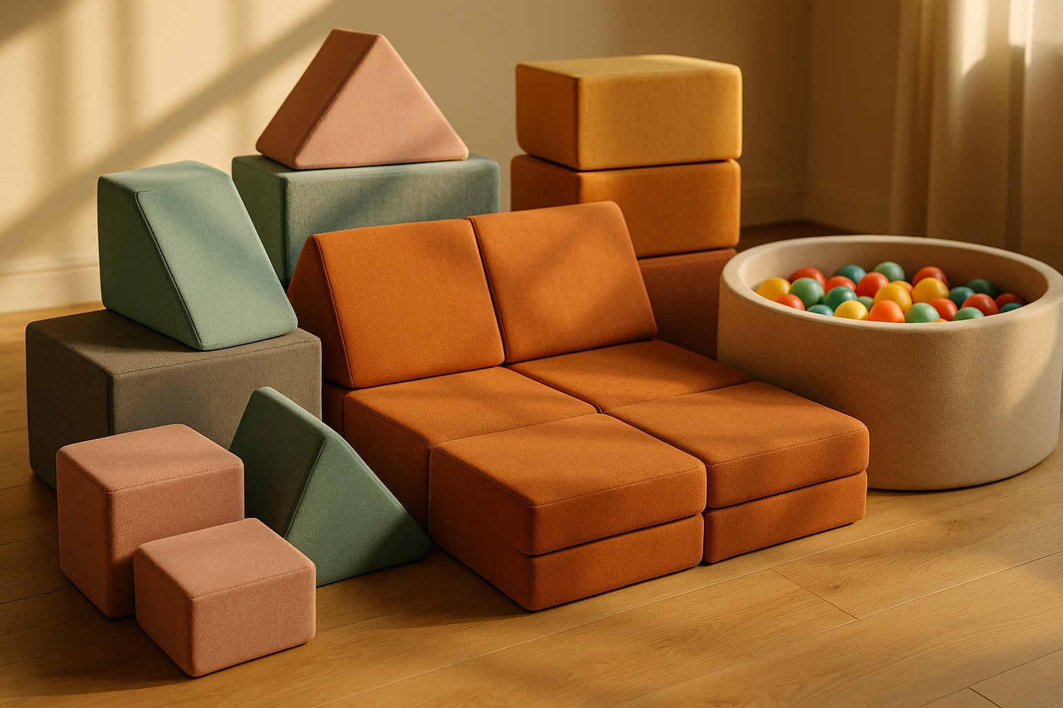 Hero Motorična proga iz 3 ali 4 delov z bazenom za žogice 90 cm iz žameta – maron glacé | žogice po izbiri